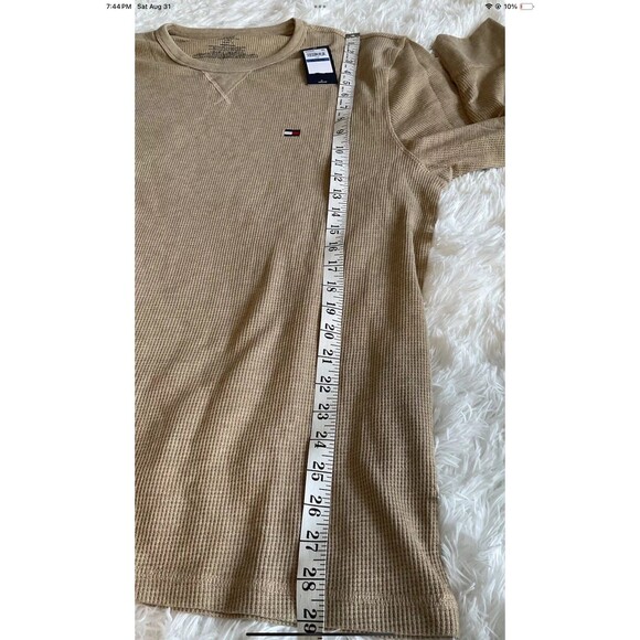 Tommy Hilfiger Men’s Size XL Thermal Waffle-Knit Logo Pajama T-Shirt Tan NEW - Picture 6 of 6